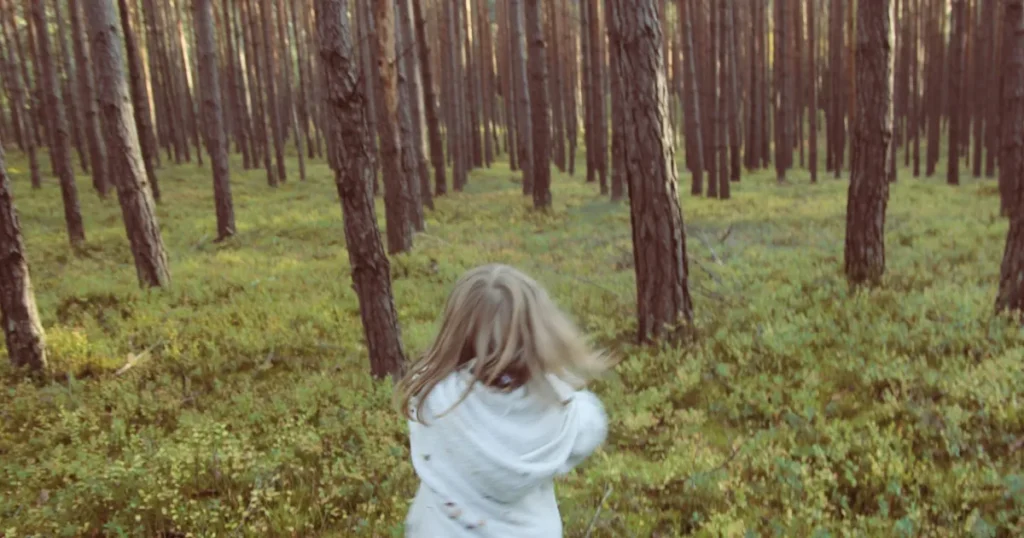 Flicka har gått vilse i nordisk skog